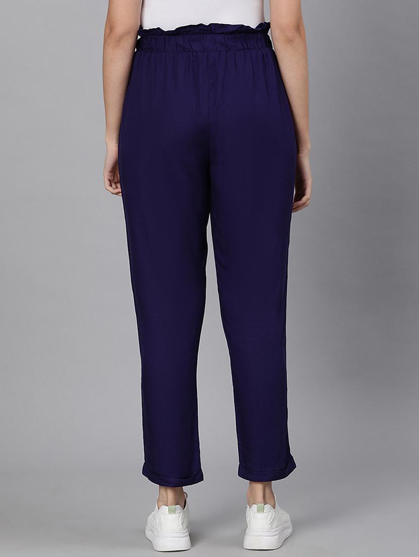 solid navy blue flat front trouser - 18324520 - Standard Image - 2