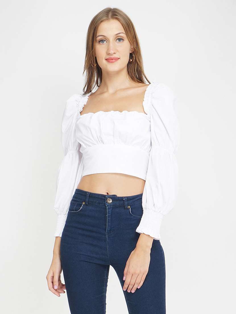 women's crop square neck top - 18324559 -  Zoom Image - 0