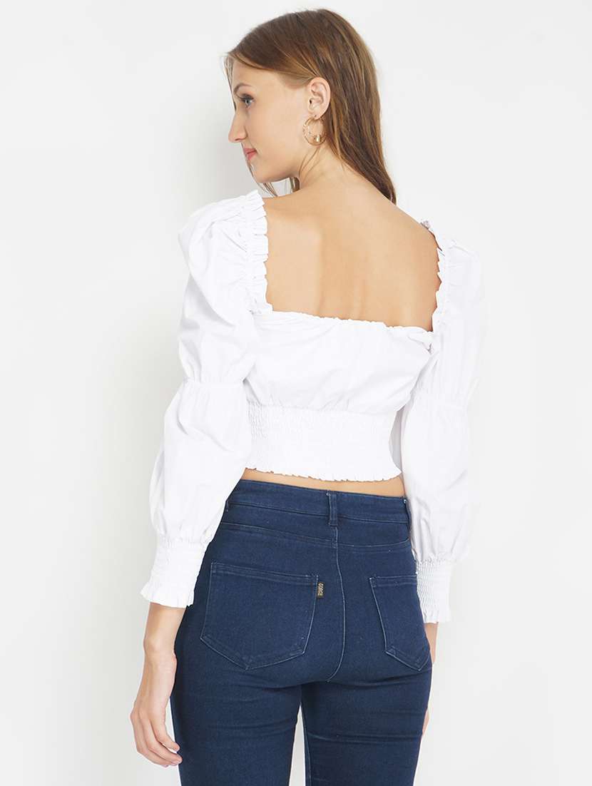 women's crop square neck top - 18324559 - Standard Image - 2