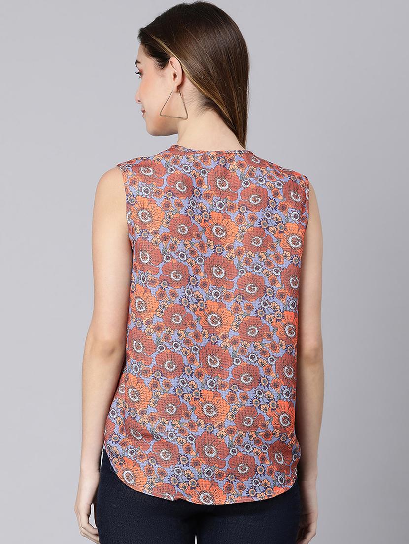 mandarin neck floral top - 18324561 - Standard Image - 2