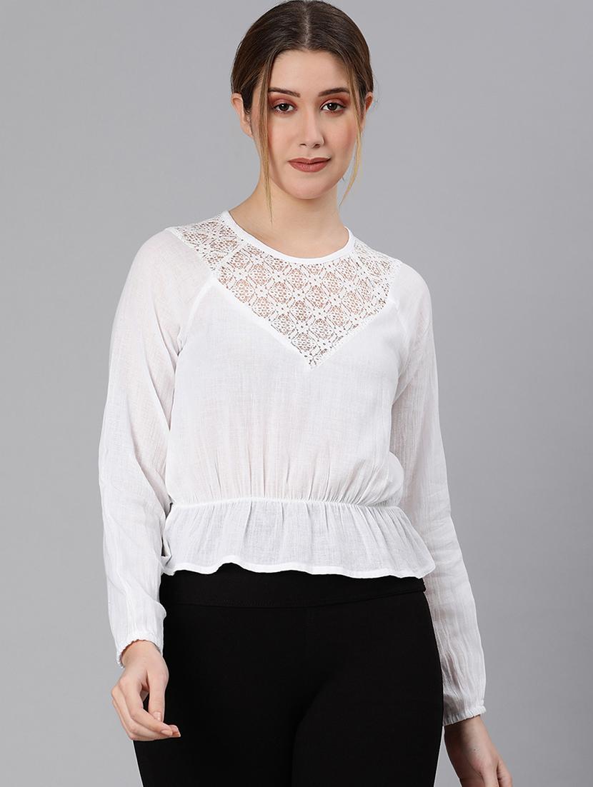 round neck mesh panel top - 18324567 - Zoom Image - 0