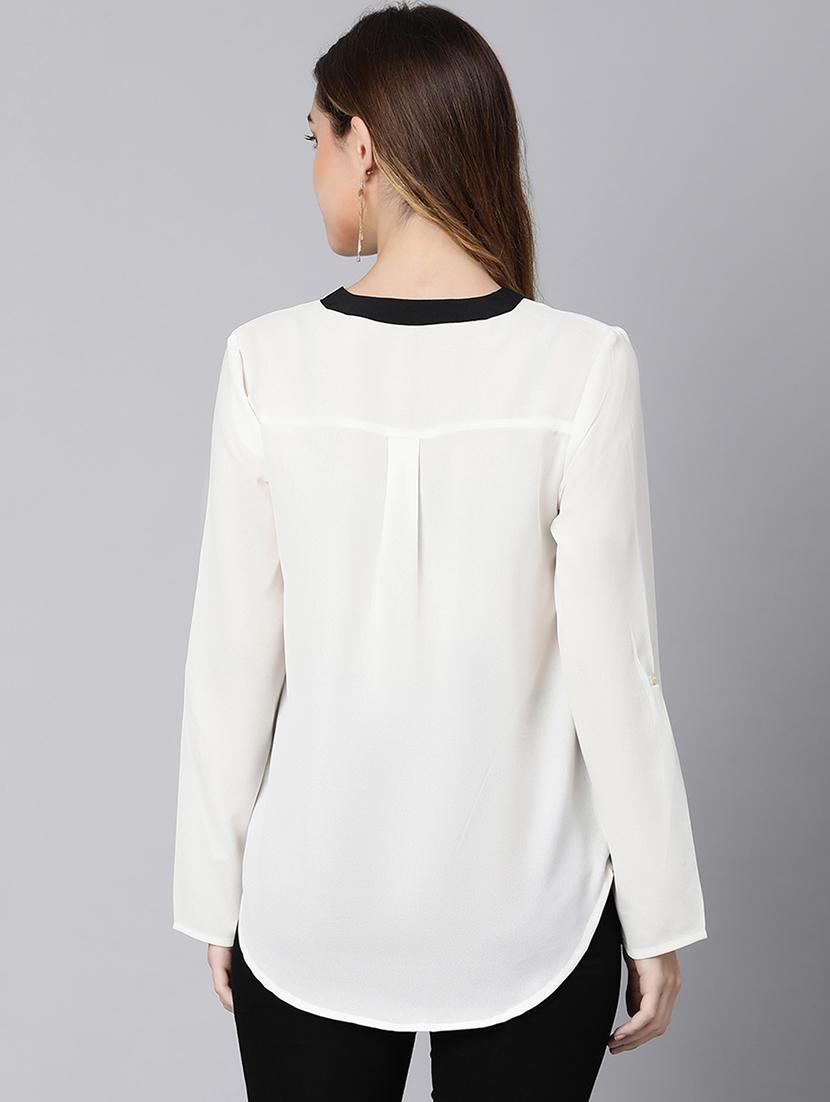 v-neck contrast bind top - 18324570 - Standard Image - 2