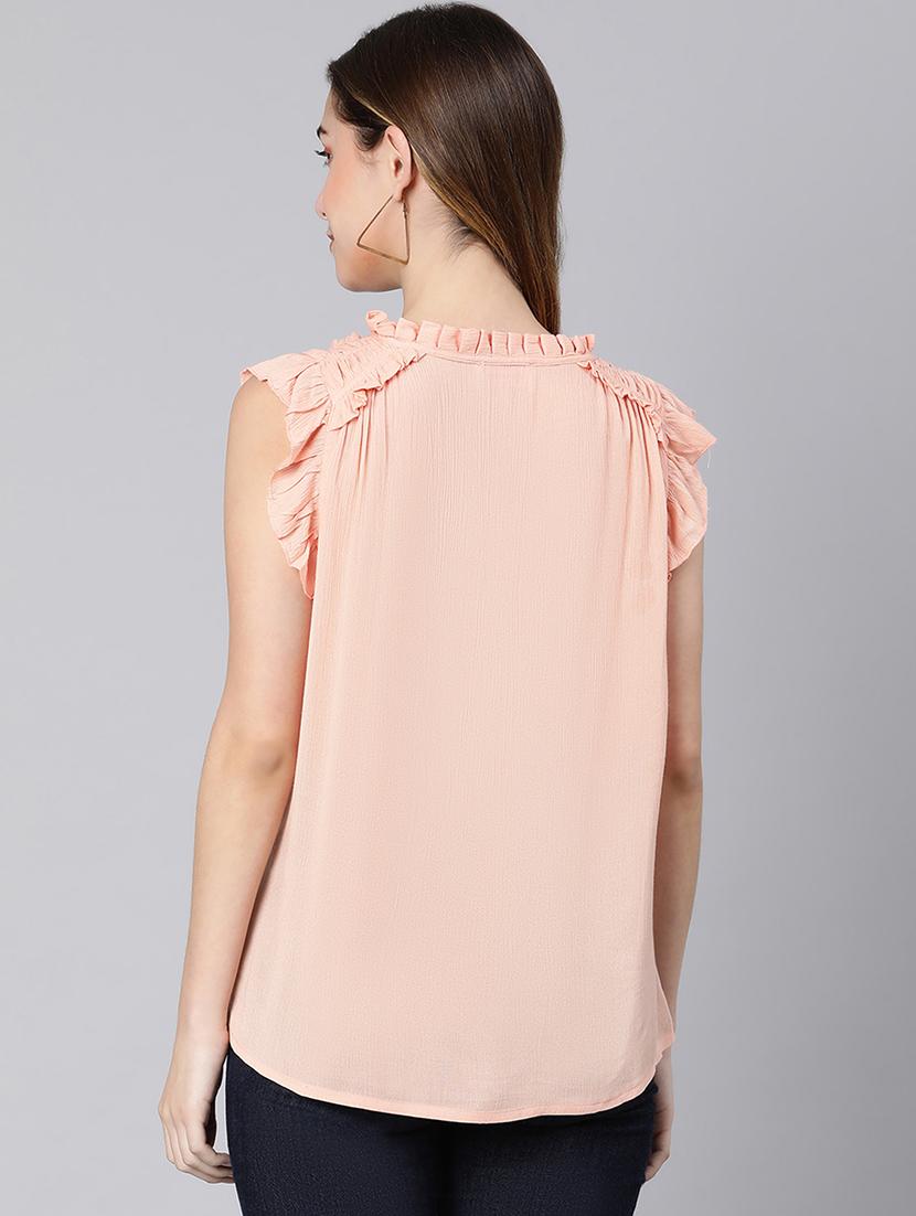 tie up neck solid top - 18324595 - Standard Image - 2