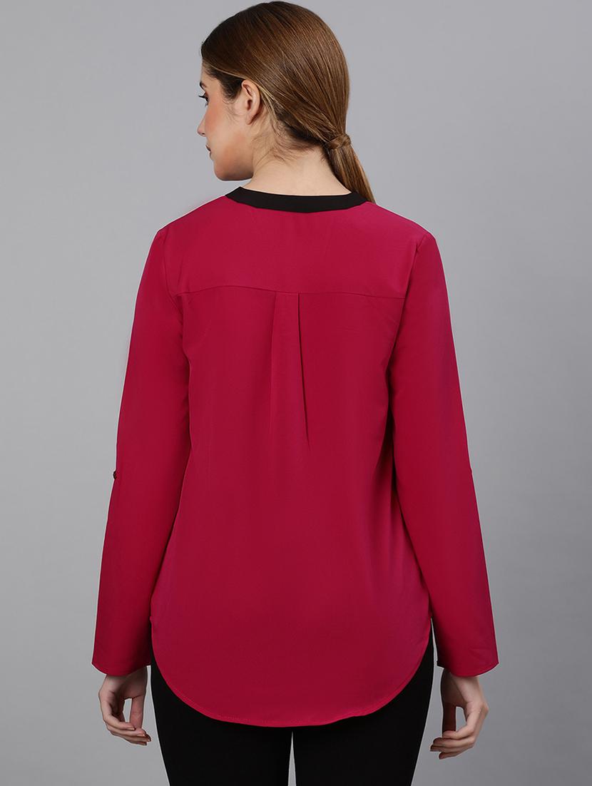 women's straight v neck top - 18324608 - Standard Image - 2
