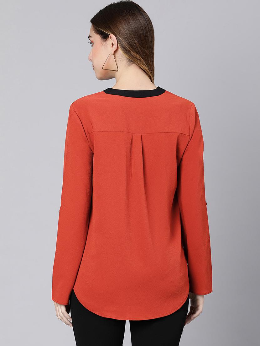 v-neck contrast detail top - 18324609 - Standard Image - 2