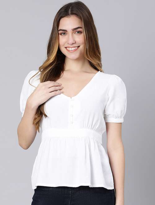 women's peplum v neck top - 18324620 - Standard Image - 0