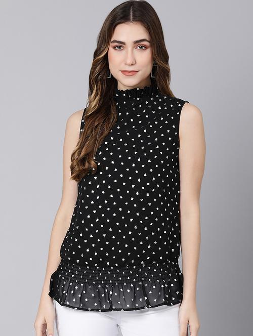women's blouson mock neck top - 18324632 - Standard Image - 0