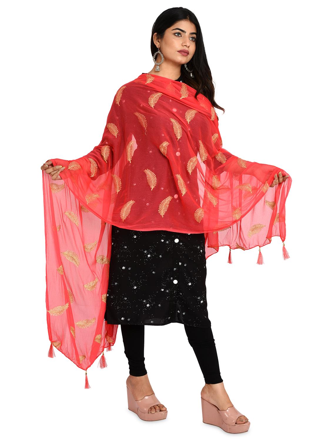 orange chiffon dupatta - 18324649 - Standard Image - 2