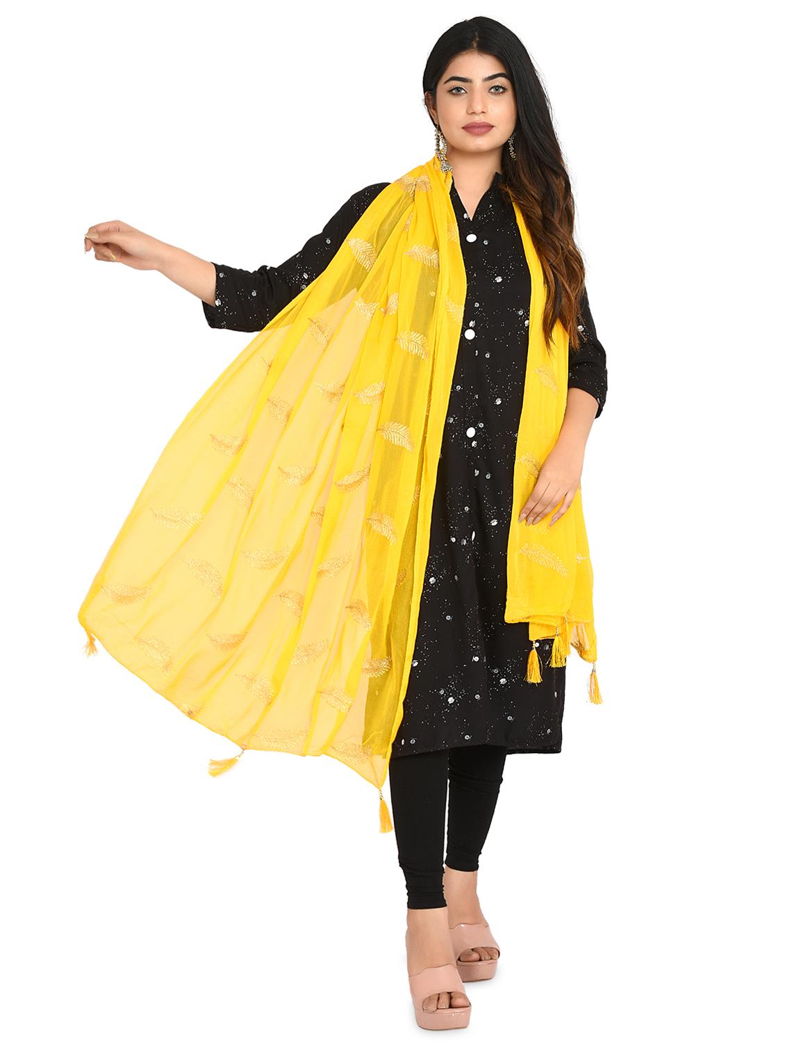 yellow chiffon dupatta - 18324659 - Standard Image - 2