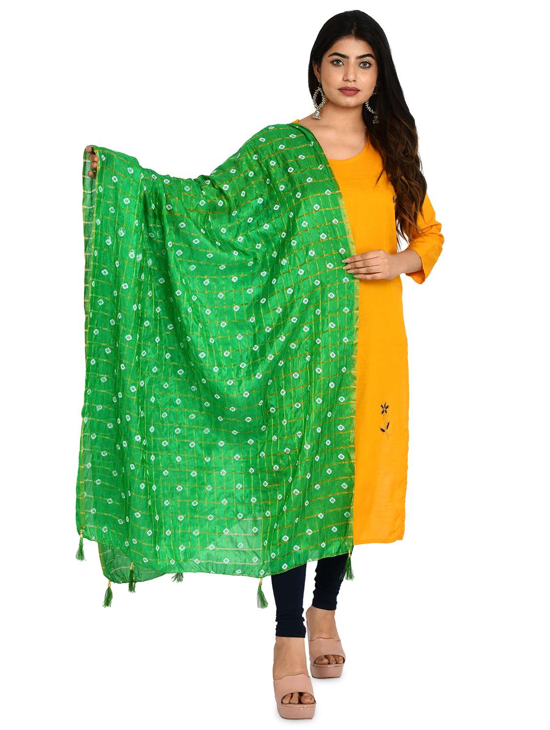 green chiffon dupatta