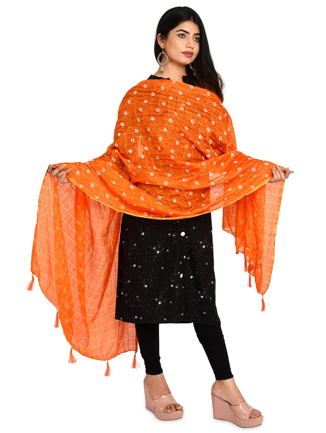 orange chiffon dupatta - 18324677 - Standard Image - 2