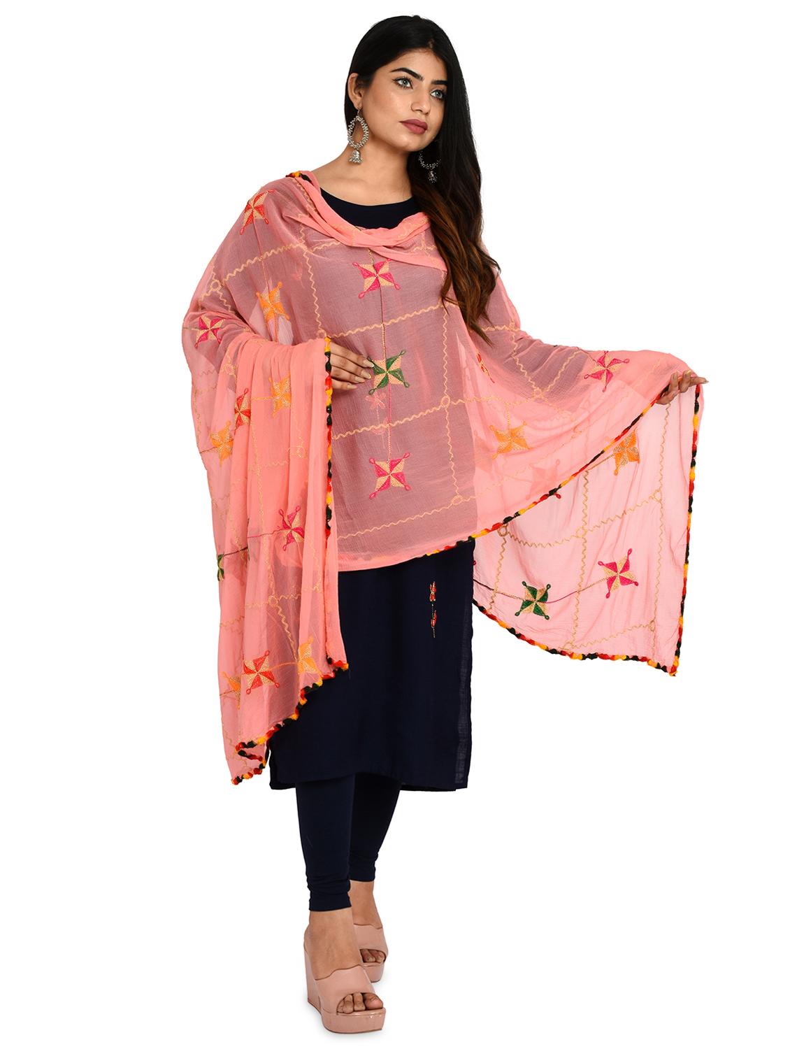 peach chiffon dupatta - 18324702 - Standard Image - 2