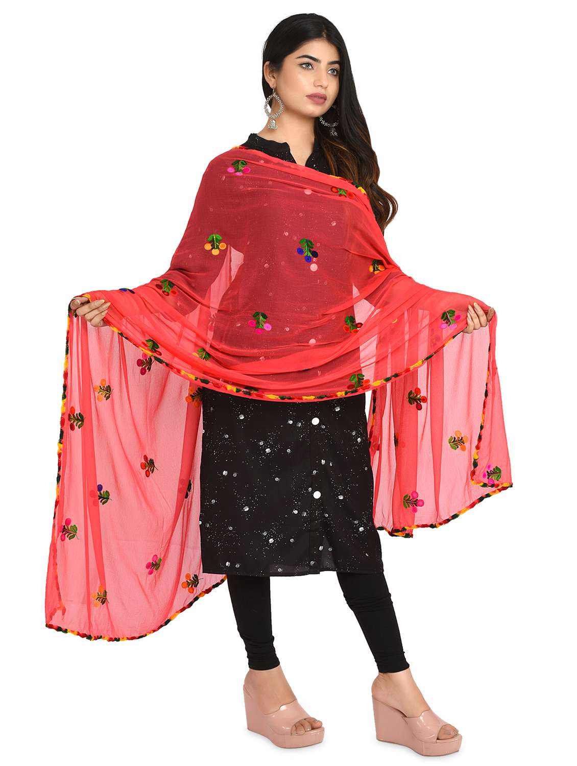 orange chiffon dupatta - 18324711 -  Standard Image - 2