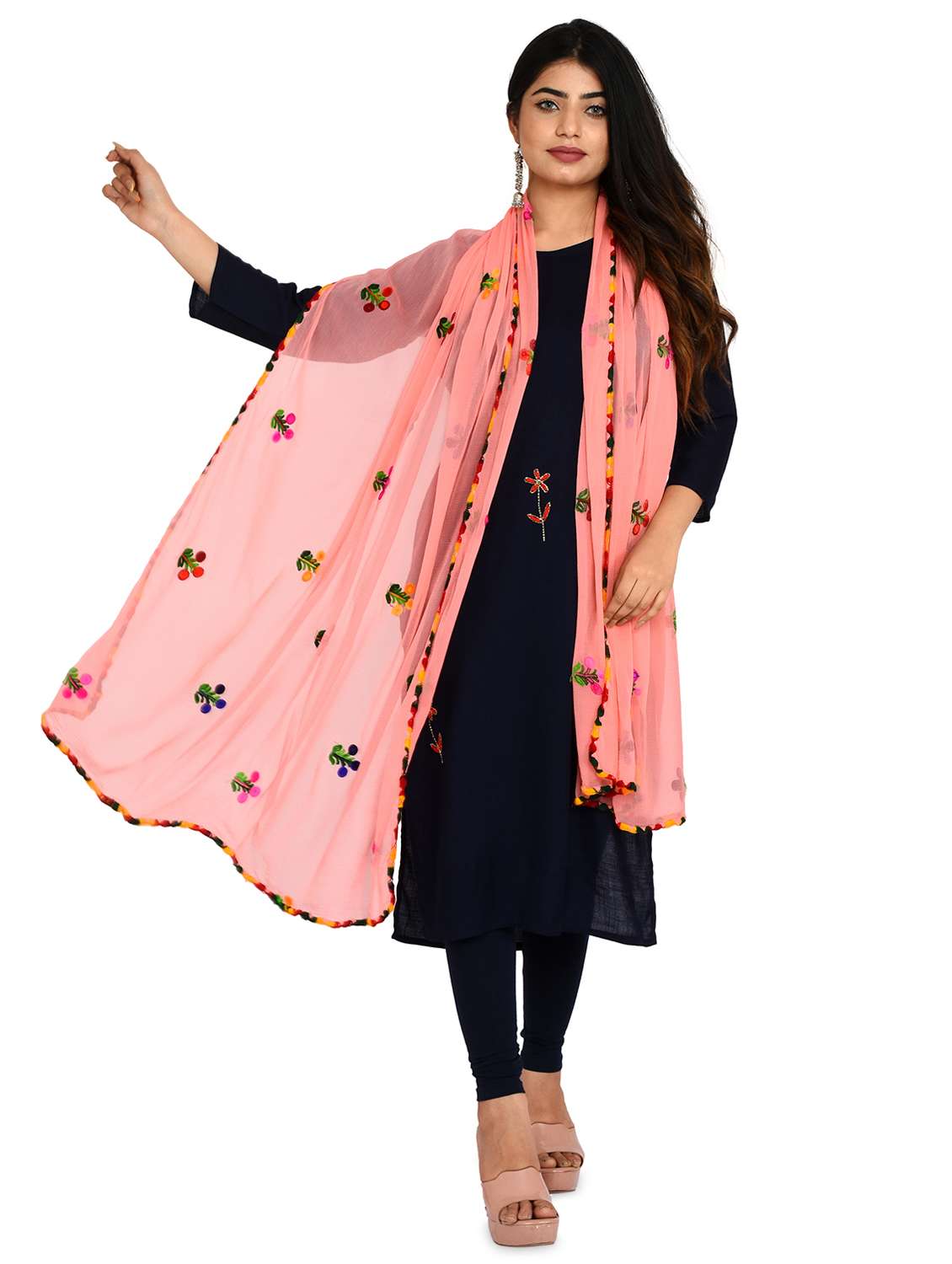 peach chiffon dupatta - 18324715 -  Standard Image - 2