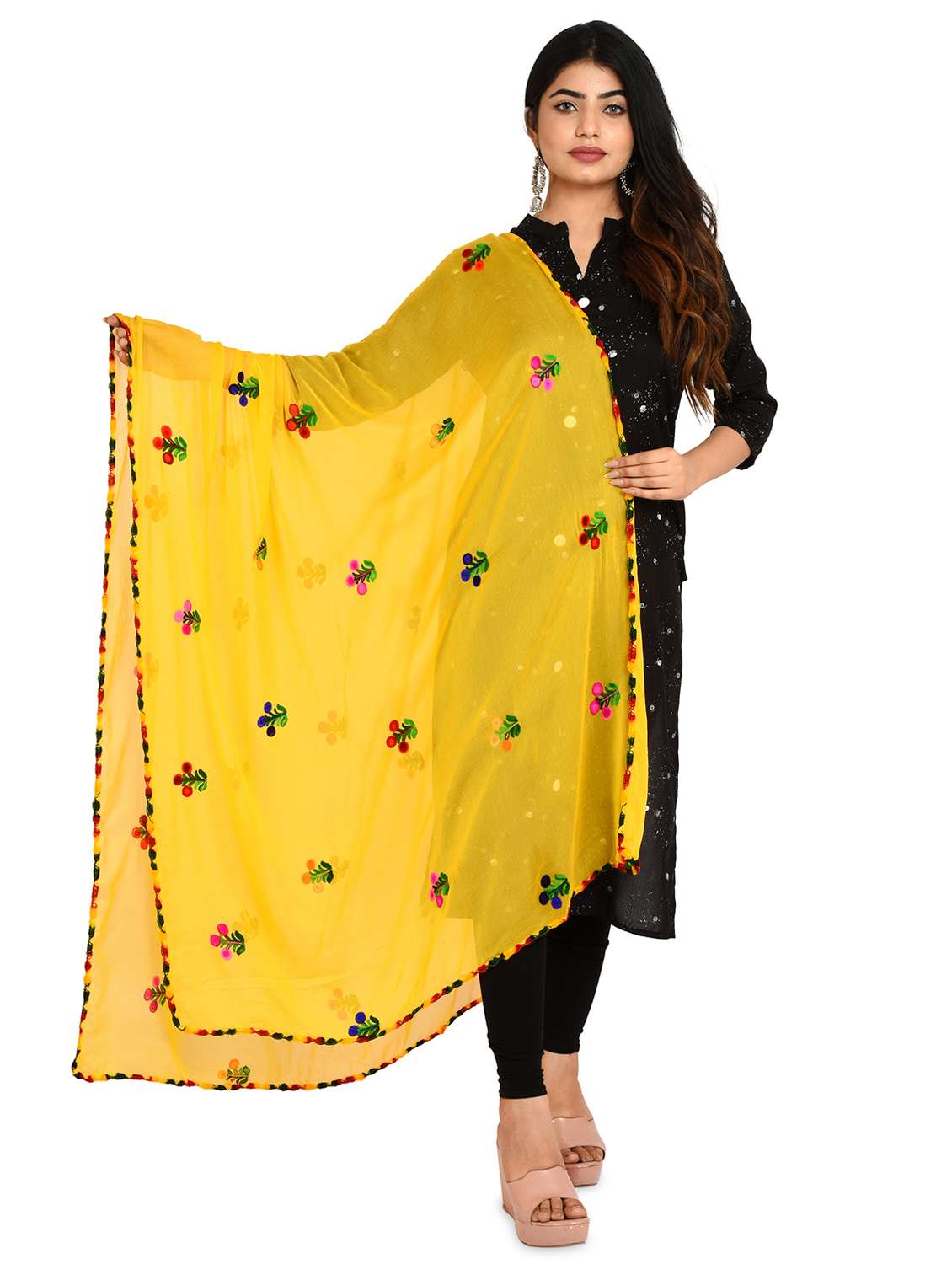 yellow chiffon dupatta