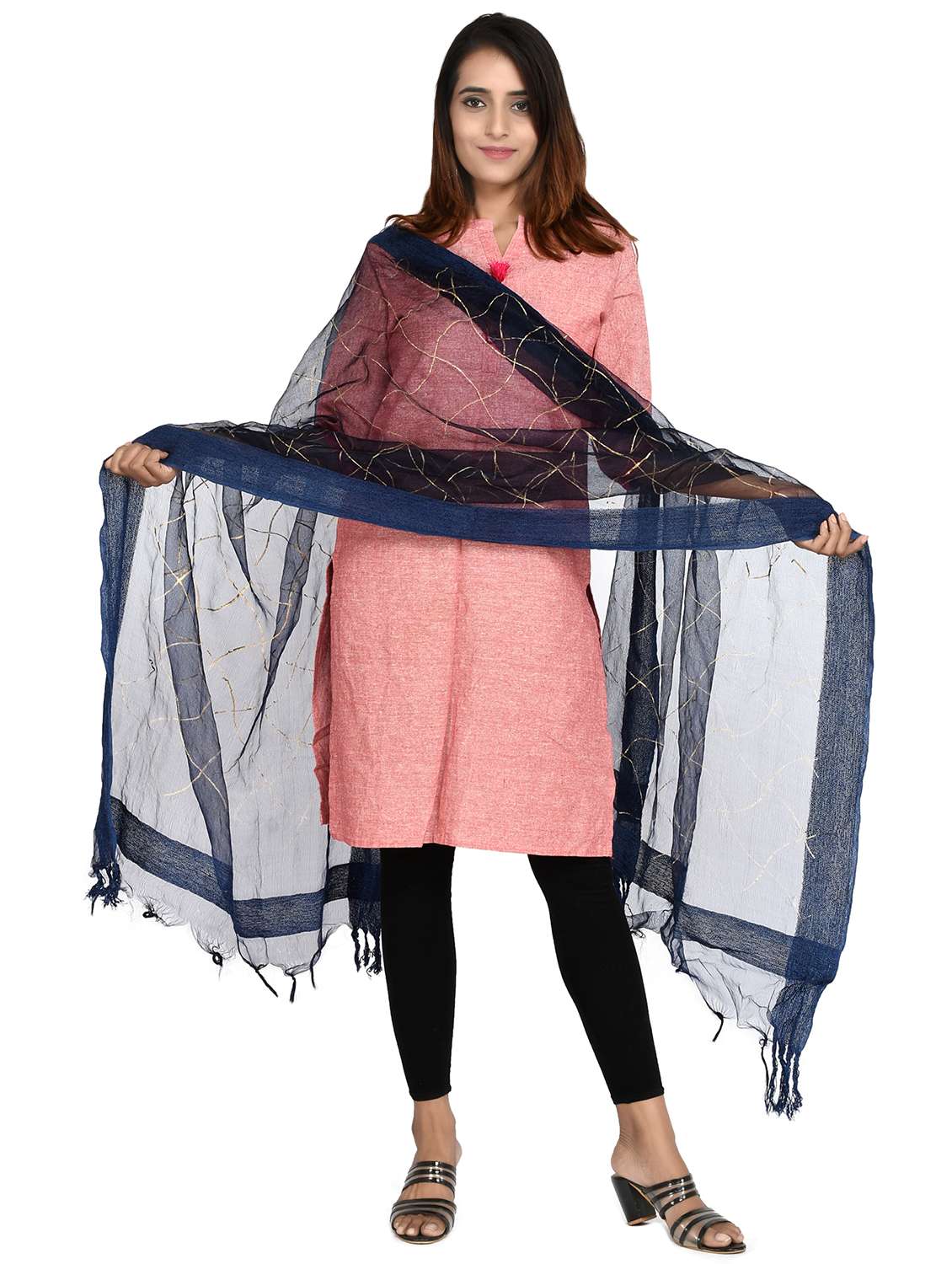 navy chiffon dupatta - 18324724 - Standard Image - 2