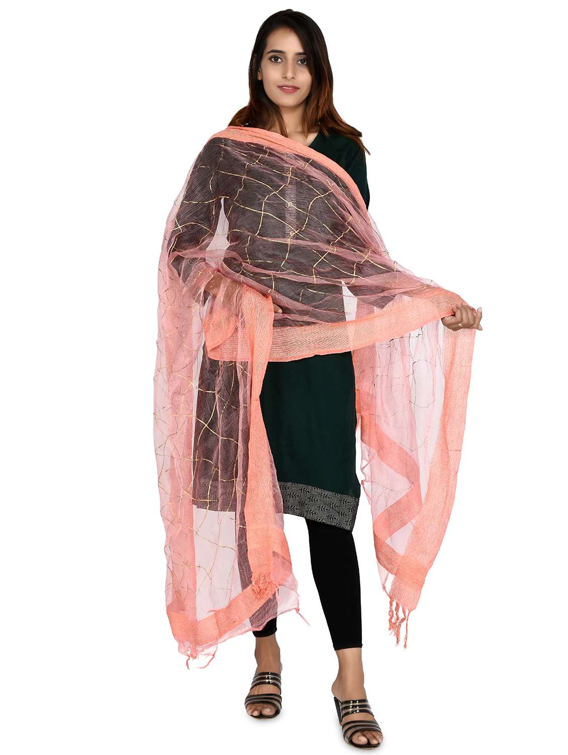 peach chiffon dupatta - 18324726 -  Standard Image - 2