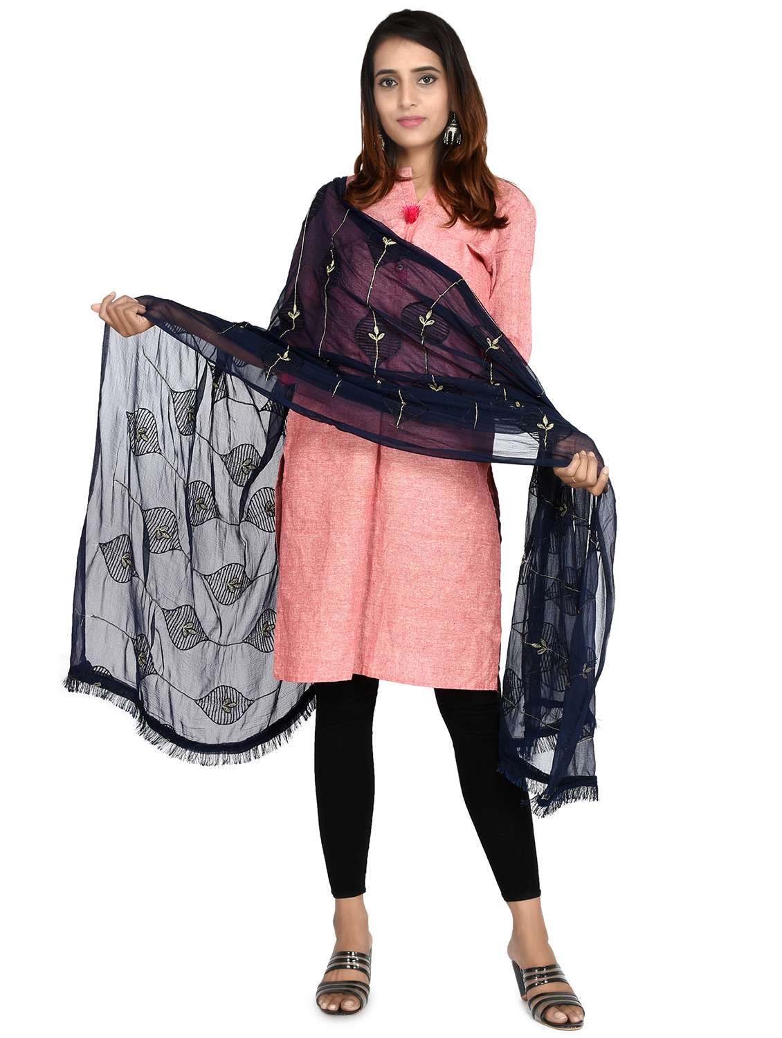 navy chiffon dupatta - 18324735 - Standard Image - 2