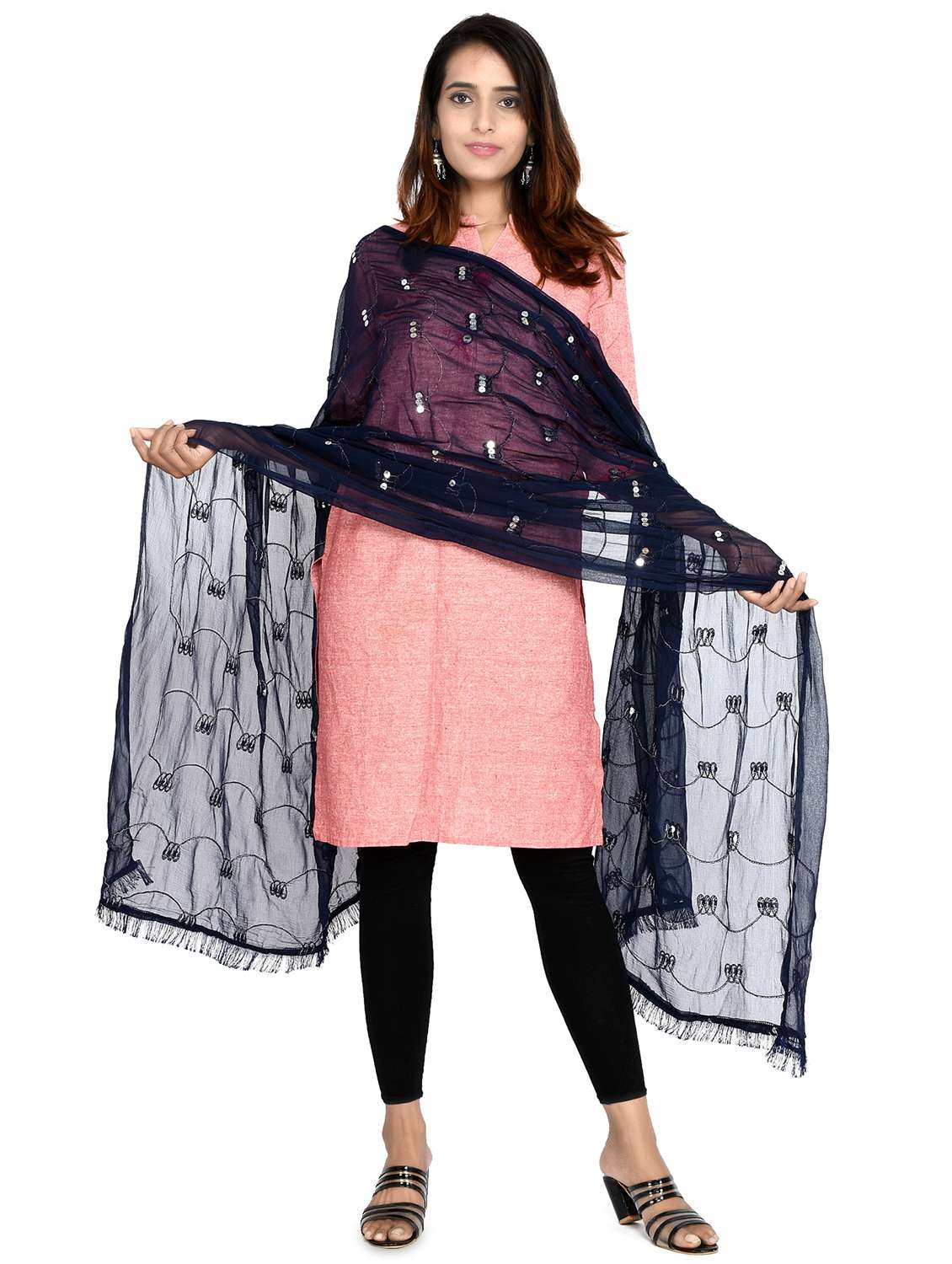 navy chiffon dupatta - 18324743 - Standard Image - 2