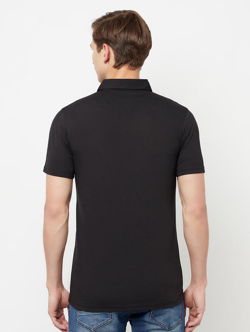 black solid polo t-shirt - 18324814 - Standard Image - 2