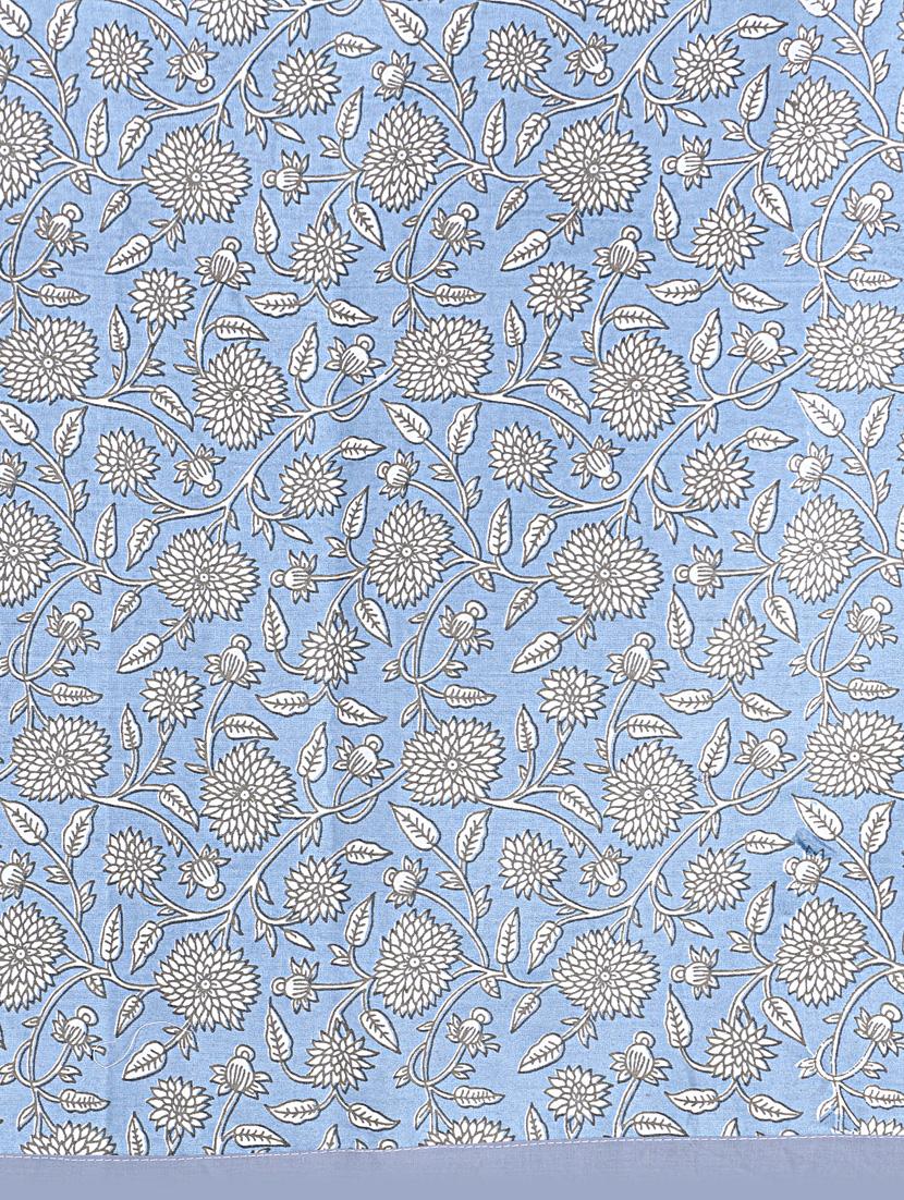 indhome life 100% cotton rectangular dining table cover 4 seater (40 inch * 60 inch) floral pattern blue colour(set of 1 pcs) - 18324988 - Standard Image - 2