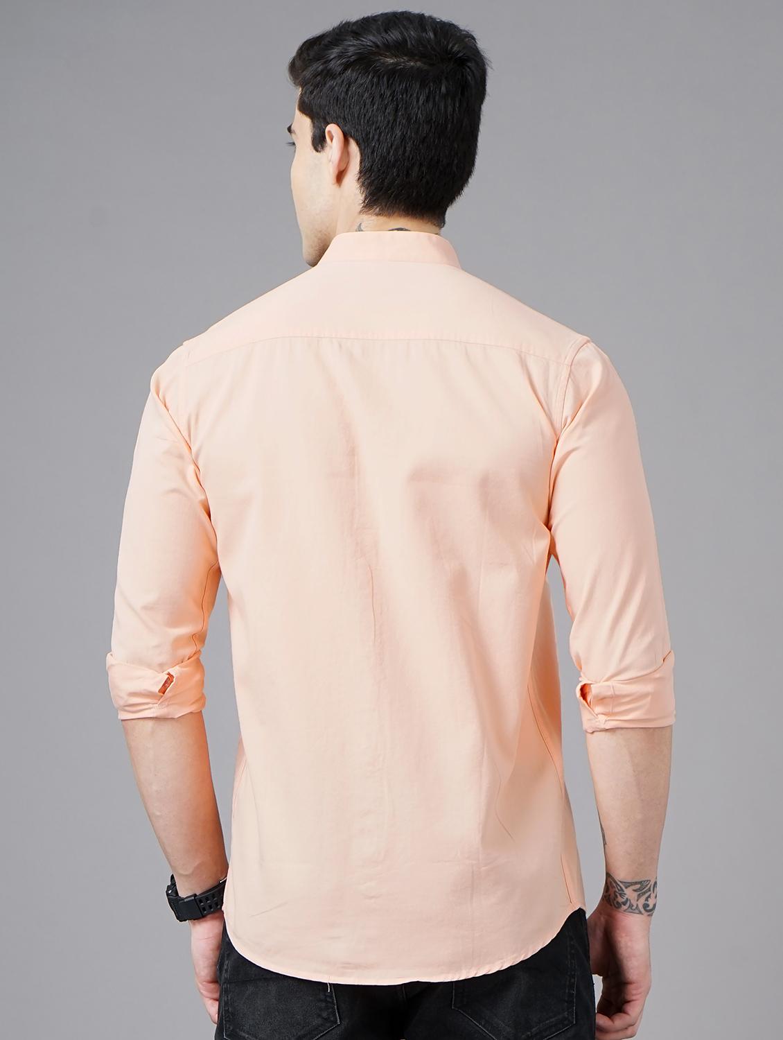 peach solid casual shirt - 18325009 - Standard Image - 2