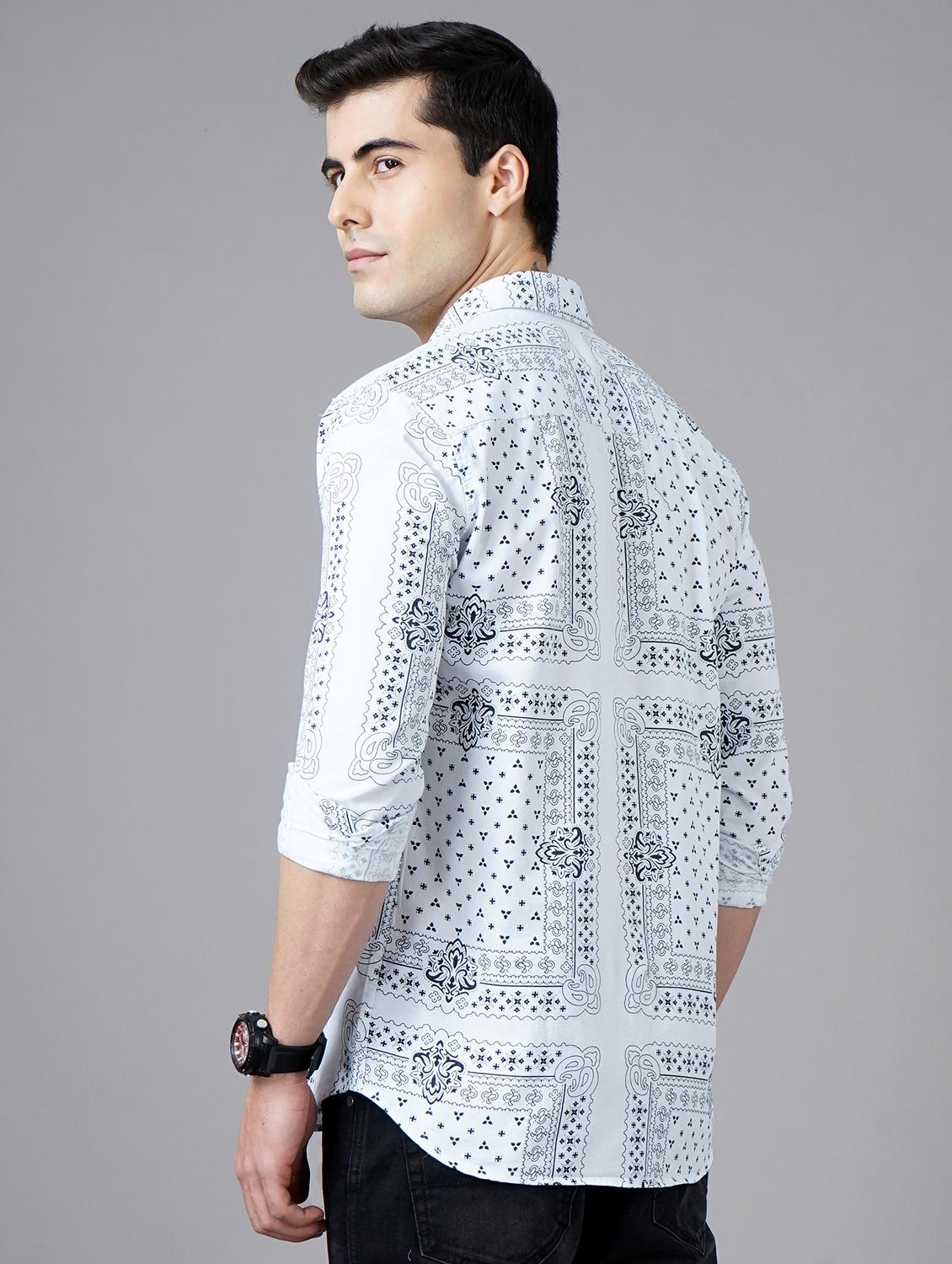 white printed casual shirt - 18325035 - Standard Image - 2
