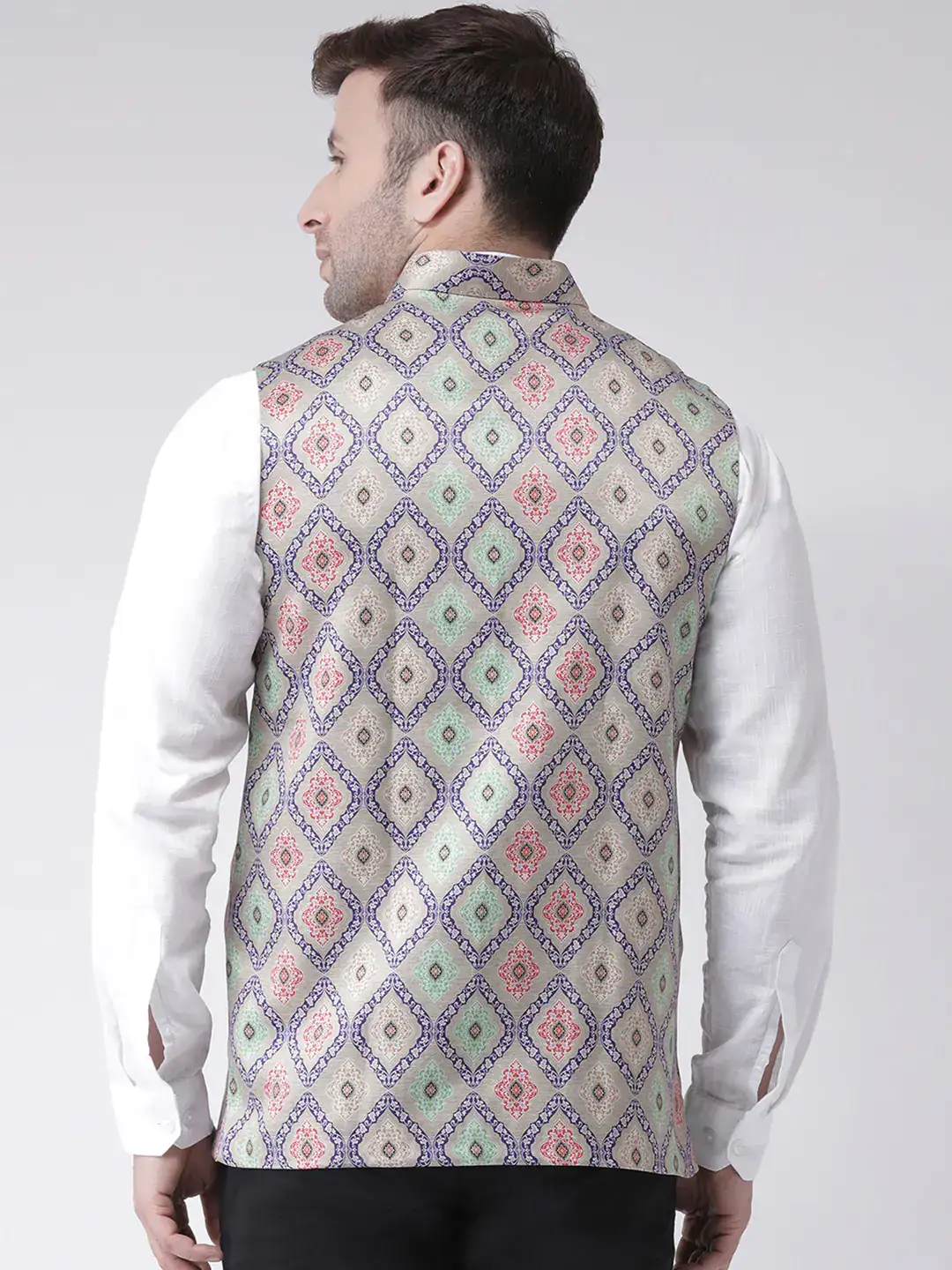 hangup men's multi color printed bandhgala - 18325124 - Standard Image - 2