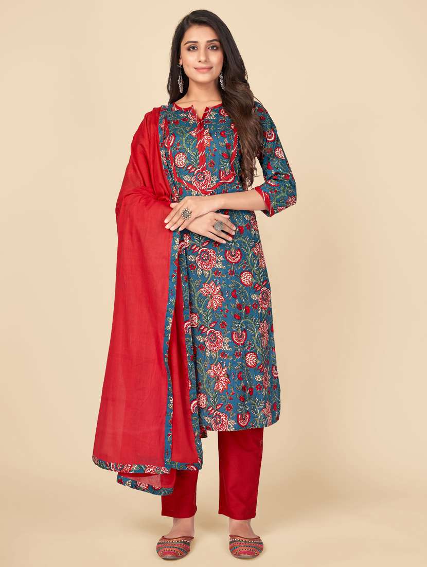 blue cotton suit  set