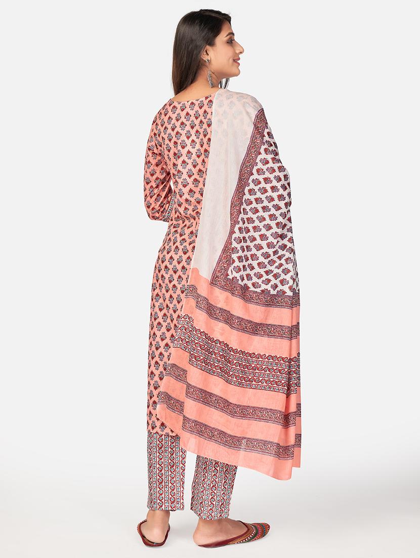 peach cotton suit set - 18325301 - Standard Image - 2