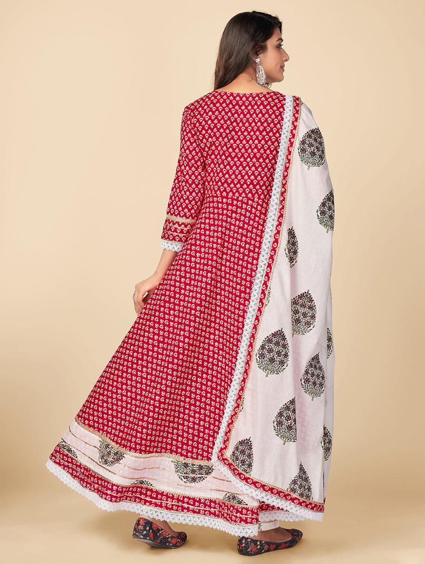 red cotton suit set - 18325304 - Standard Image - 2