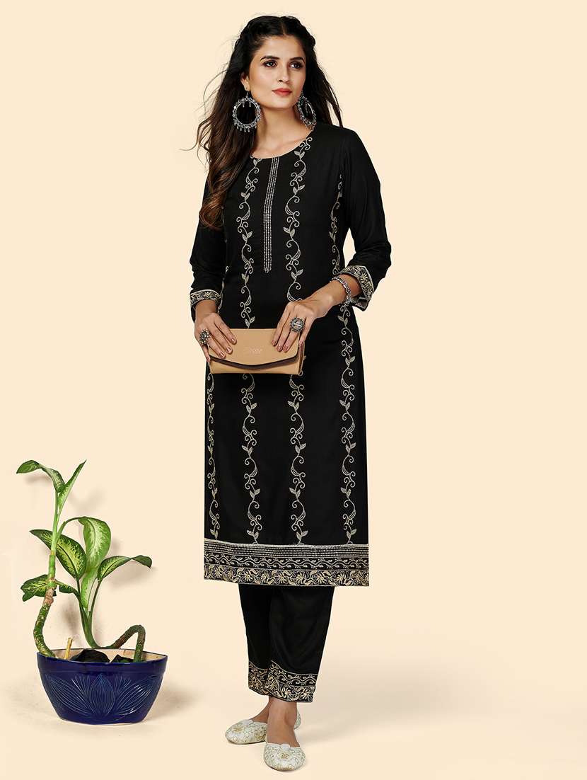 black cotton kurta pant  set