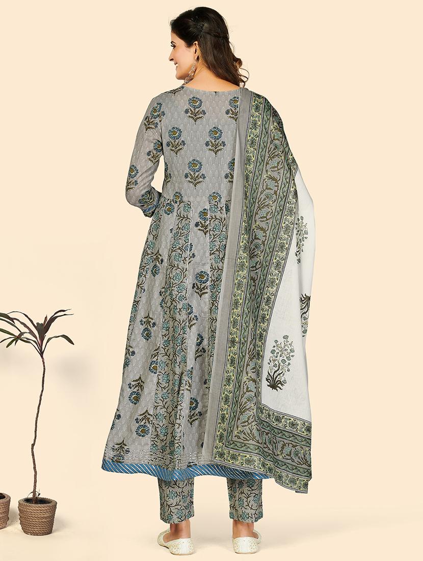 grey cotton suit set - 18325425 - Standard Image - 2