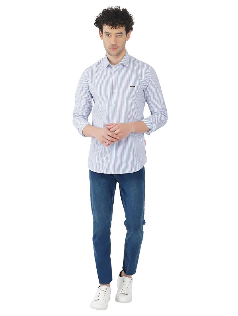 blue striped casual shirt - 18325845 - Standard Image - 2