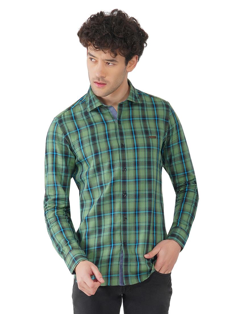 green checked slim fit shirt - 18325860 - Standard Image - 2
