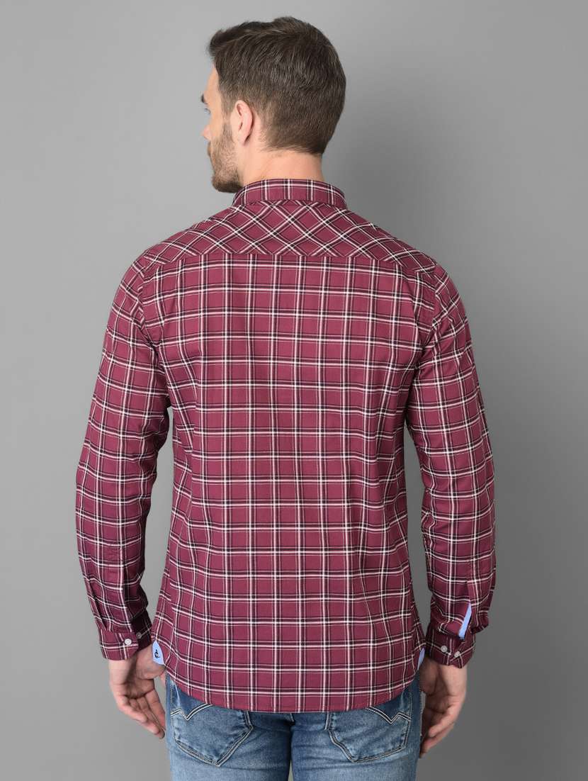mauve checkered casual shirt - 18326660 - Standard Image - 2