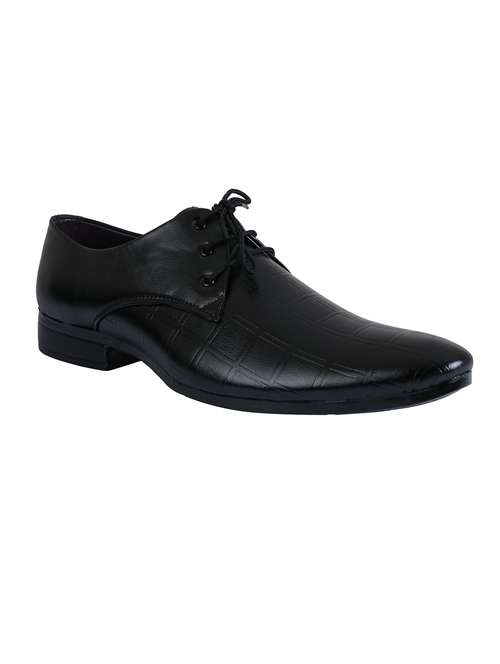 black leatherette laceup derbies - 18326737 -  Standard Image - 0