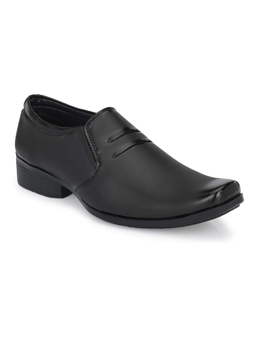 black leatherette slip on ons