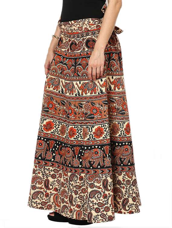 beige printed flared skirt - 18327736 -  Standard Image - 2