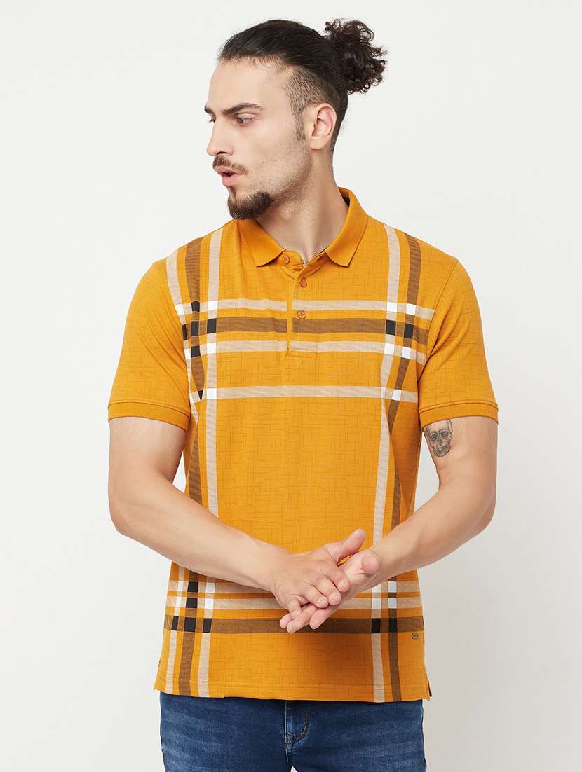 mustard checked polo t-shirt