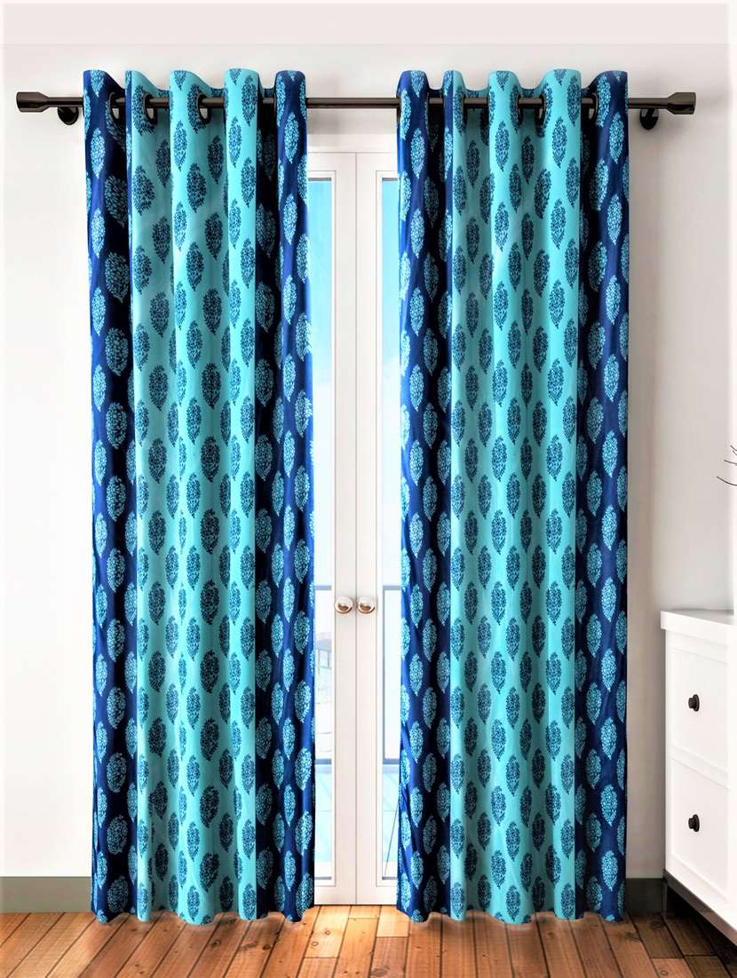 home sizzler 2 pieces blue door curtains - 18328607 -  Zoom Image - 0