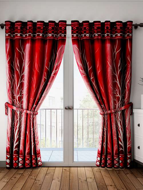 home sizzler 2 pieces maroon door curtains - 18328608 -  Standard Image - 0
