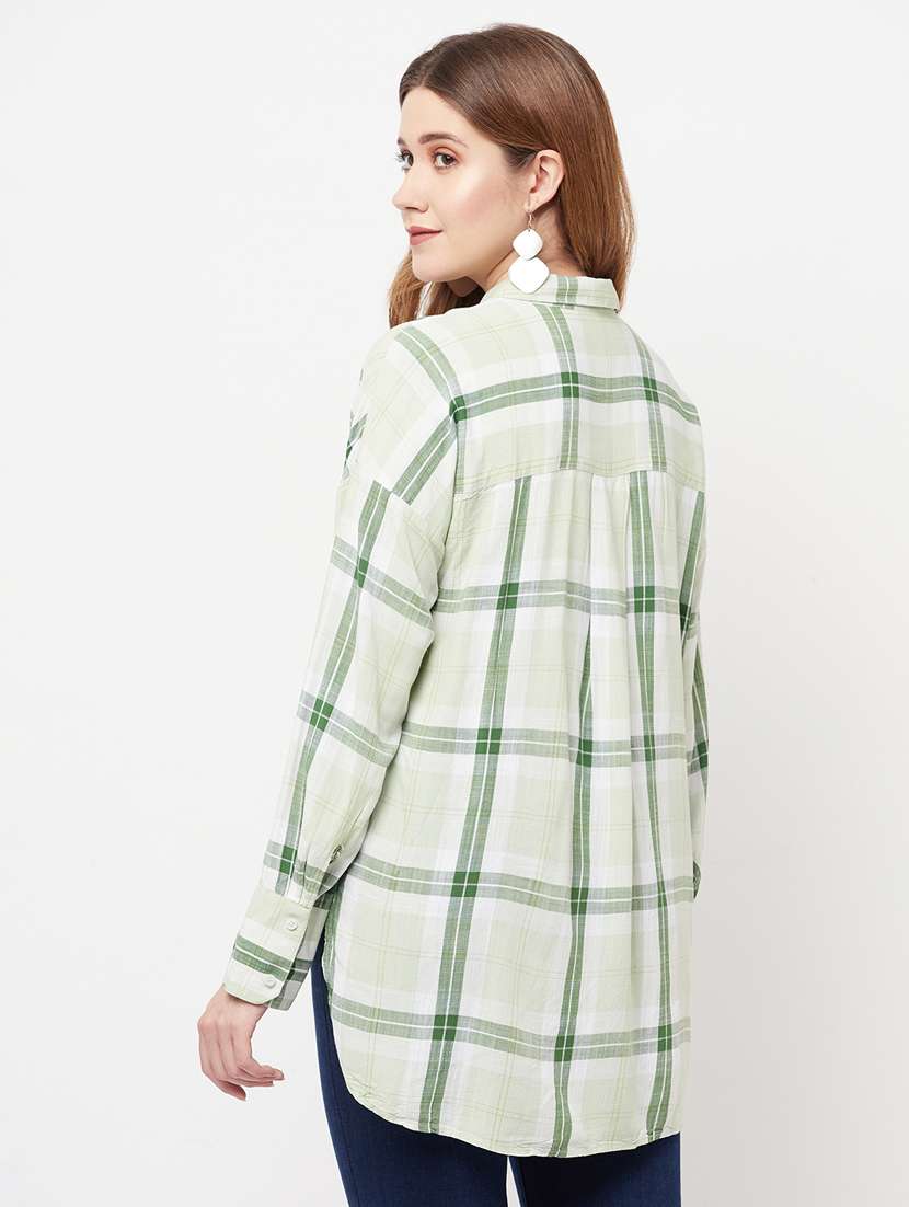 curved hem checkered shirt - 18328640 -  Standard Image - 2