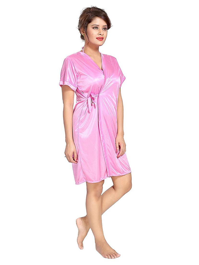 tie front solid robe set - 18328998 - Standard Image - 2