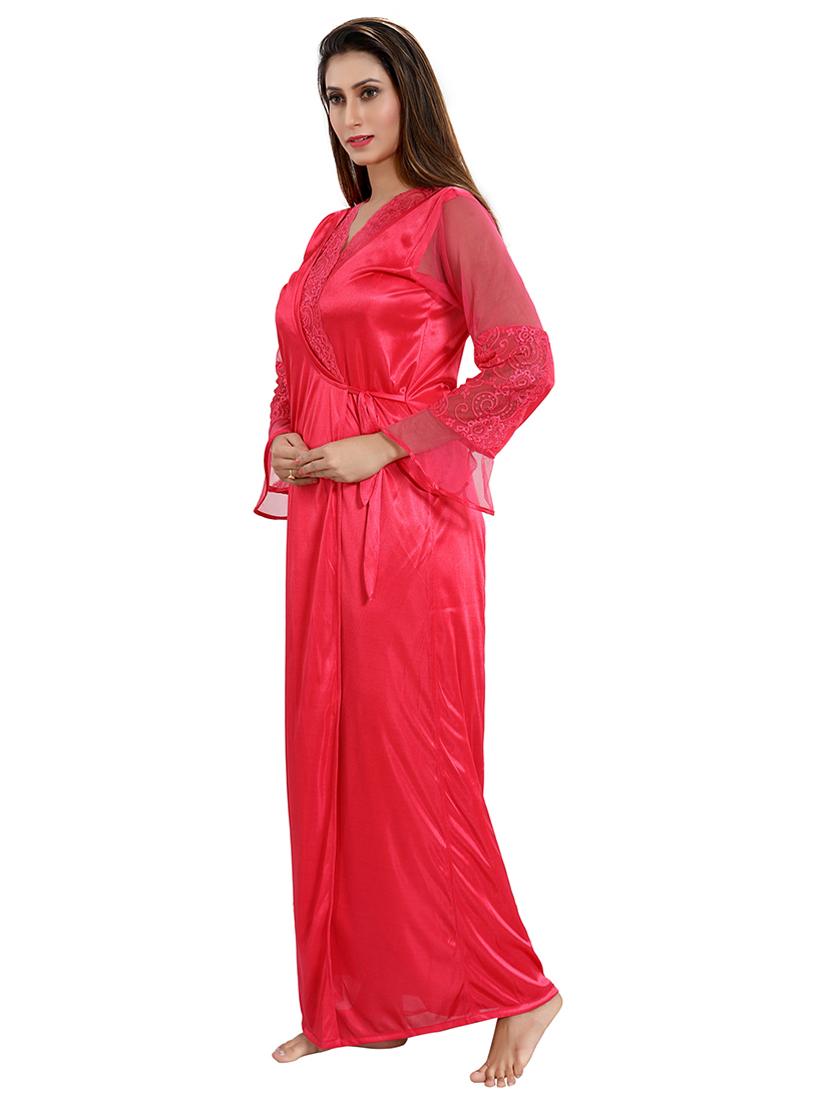 tie front lace detail nightwear set - 18329015 - Standard Image - 2