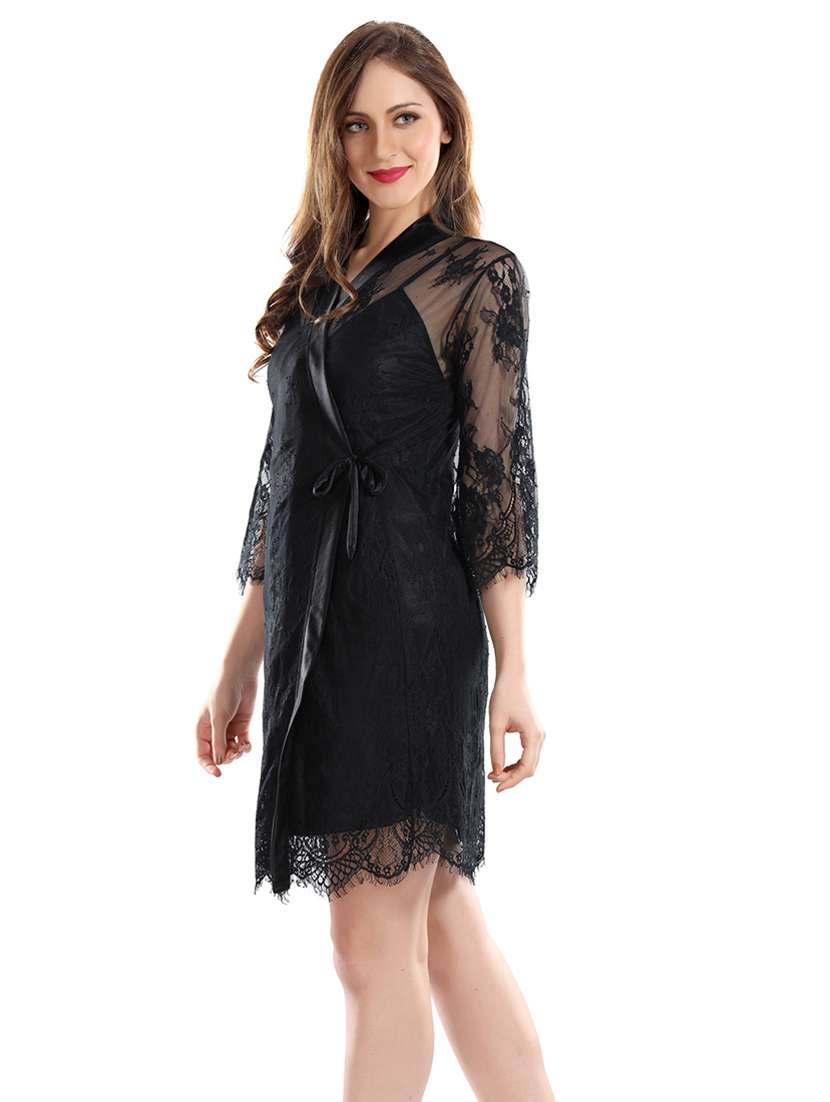 tie front laced nightwear set  - 18329033 -  Standard Image - 2