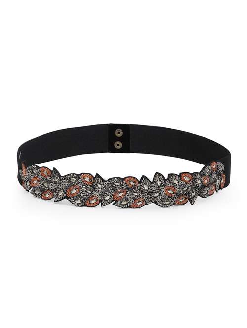 embellished wide belt with elastic & push button closure - 18329211 - Standard Image - 0