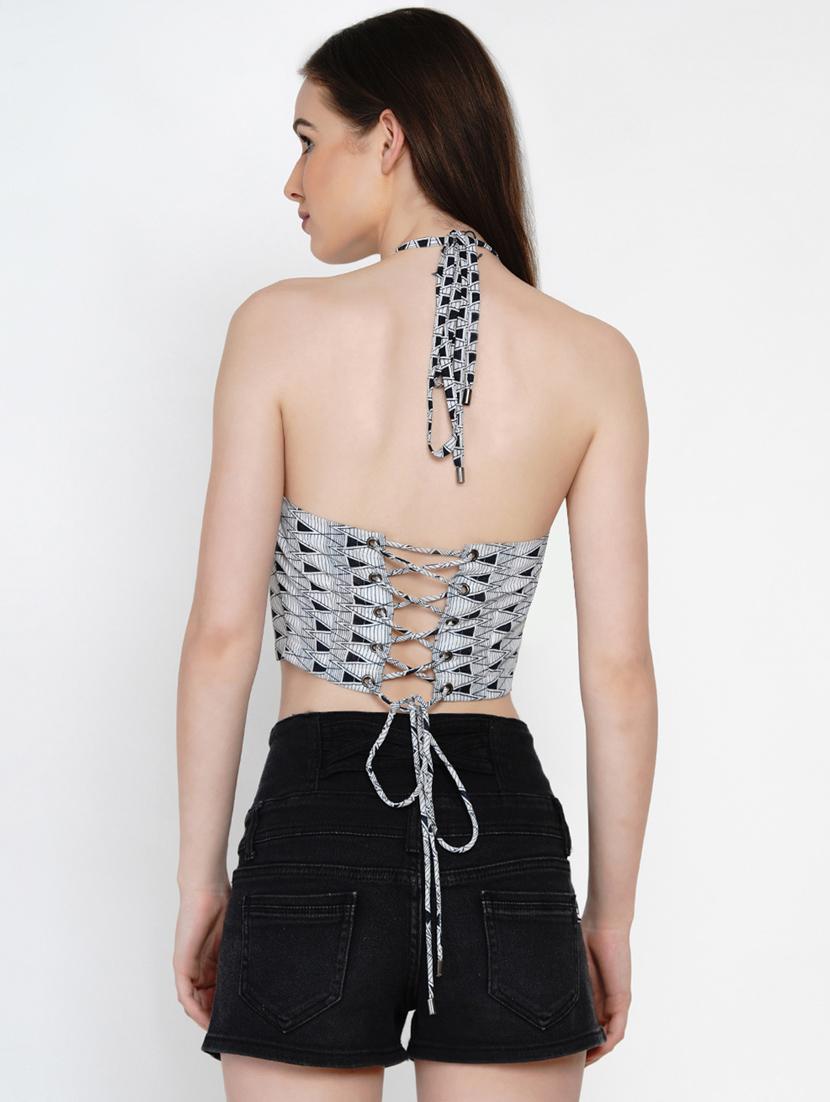 white georgette crop top - 18329265 - Standard Image - 2