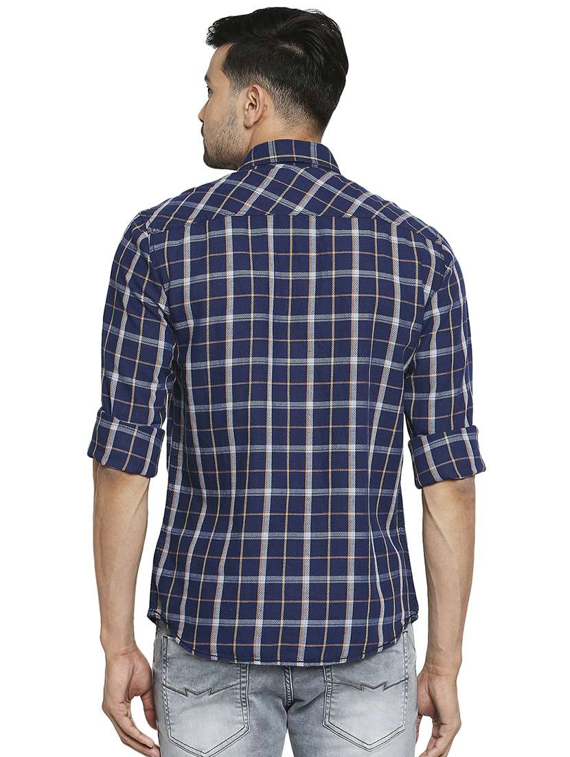 navy blue checked casual shirt - 18329392 -  Standard Image - 2