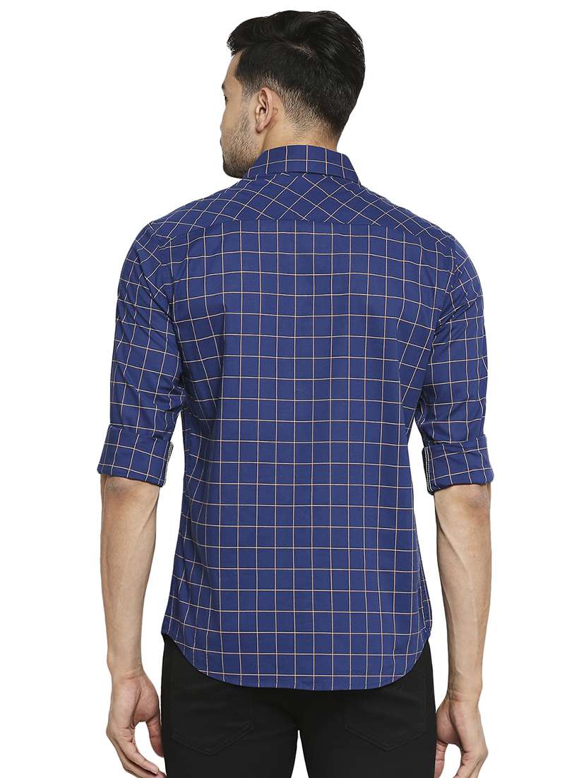 navy blue checked casual shirt - 18329395 -  Standard Image - 2